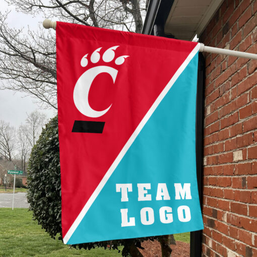 Bearcats vs Custom Team House Divided Flag, NCAA Split Flag Bearcats vs Custom Team House Divided Flag, NCAA Split Flag