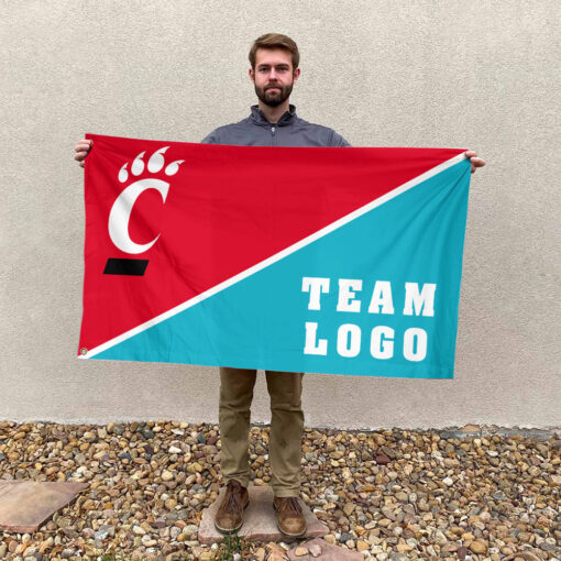 Bearcats vs Custom Team House Divided Flag, NCAA Split Flag Bearcats vs Custom Team House Divided Flag, NCAA Split Flag