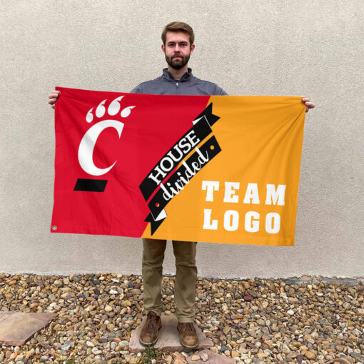 Bearcats vs Custom Team House Divided Flag, NCAA Team Flag