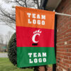 Bearcats vs Custom Team House Divided Flag, NCAA Two Team Flag