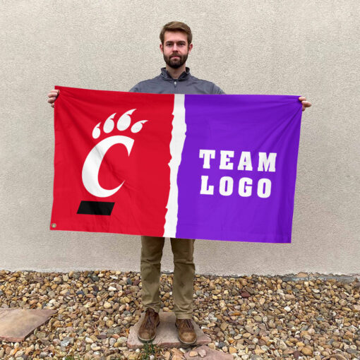 Bearcats vs Custom Team House Divided Flag, Personalized NCAA Flag Bearcats vs Custom Team House Divided Flag, Personalized NCAA Flag