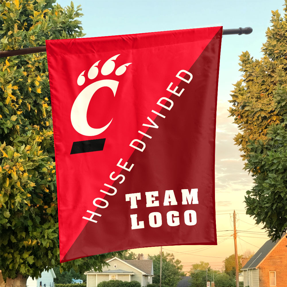 Bearcats vs Custom Team House Divided Flag, Personalized Split Flag Bearcats vs Custom Team House Divided Flag, Personalized Split Flag