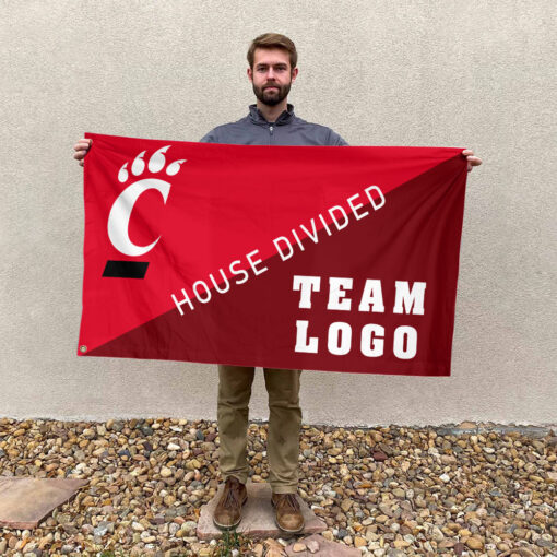 Bearcats vs Custom Team House Divided Flag, Personalized Split Flag Bearcats vs Custom Team House Divided Flag, Personalized Split Flag