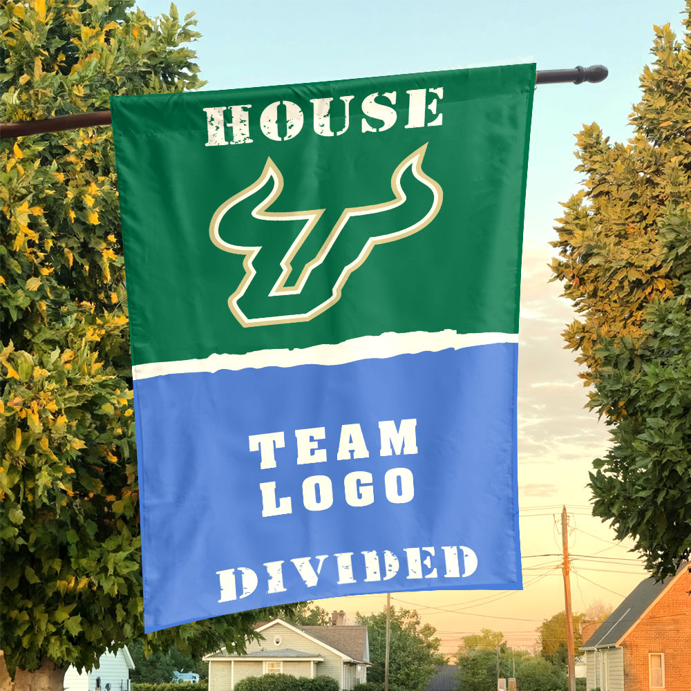 Bulls vs Custom Team House Divided Flag, NCAA College Flag Bulls vs Custom Team House Divided Flag, NCAA College Flag