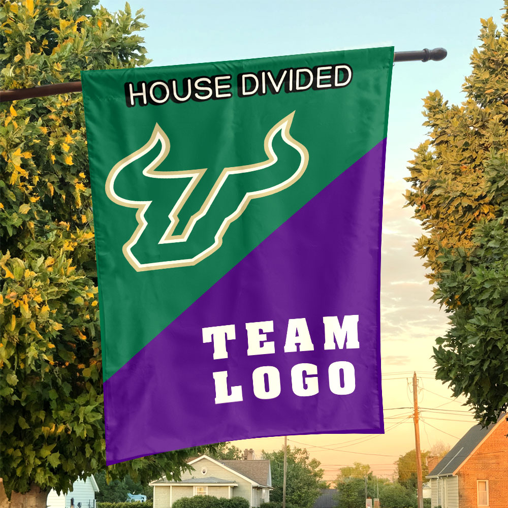 Bulls vs Custom Team House Divided Flag, NCAA Custom Flag Bulls vs Custom Team House Divided Flag, NCAA Custom Flag