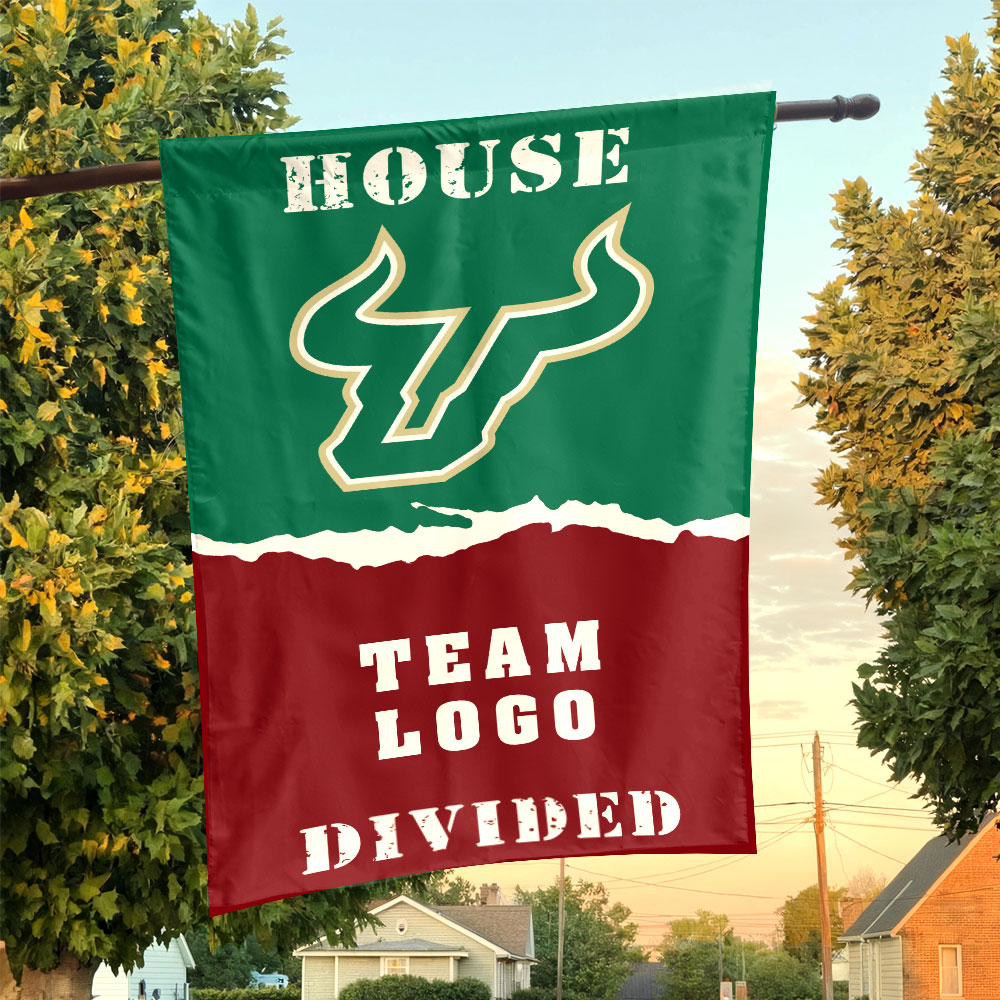 Bulls vs Custom Team House Divided Flag, NCAA House Flag Bulls vs Custom Team House Divided Flag, NCAA House Flag