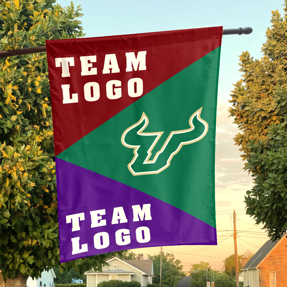 Bulls vs Custom Team House Divided Flag, NCAA Spirit Flag Bulls vs Custom Team House Divided Flag, NCAA Spirit Flag