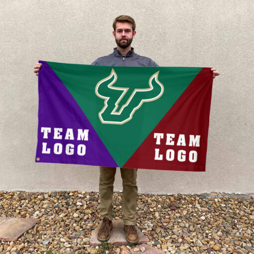 Bulls vs Custom Team House Divided Flag, NCAA Spirit Flag Bulls vs Custom Team House Divided Flag, NCAA Spirit Flag