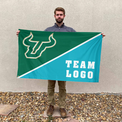 Bulls vs Custom Team House Divided Flag, NCAA Split Flag Bulls vs Custom Team House Divided Flag, NCAA Split Flag