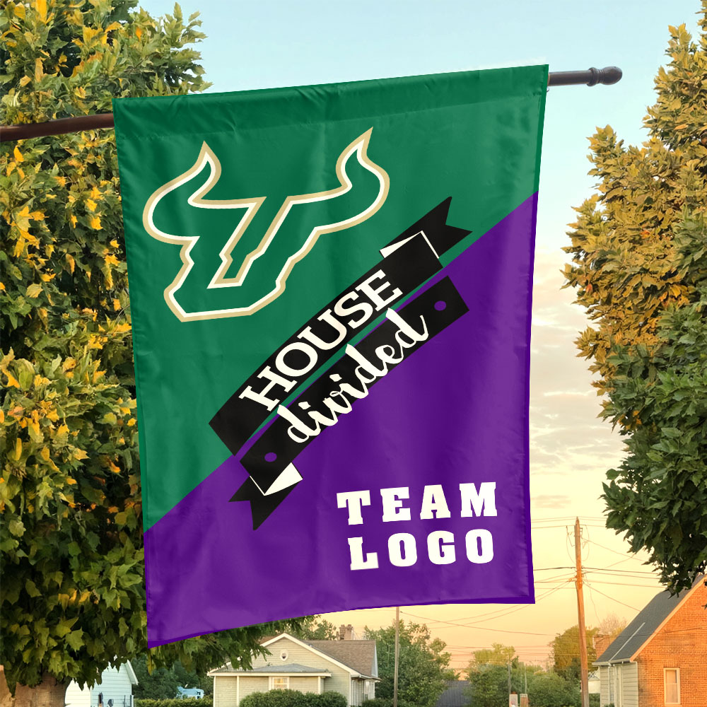 Bulls vs Custom Team House Divided Flag, NCAA Team Flag Bulls vs Custom Team House Divided Flag, NCAA Team Flag
