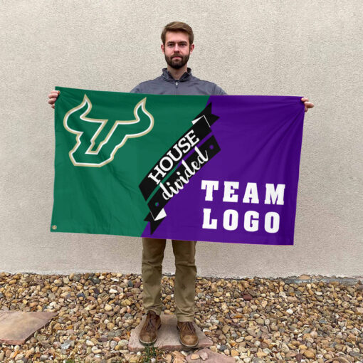 Bulls vs Custom Team House Divided Flag, NCAA Team Flag Bulls vs Custom Team House Divided Flag, NCAA Team Flag