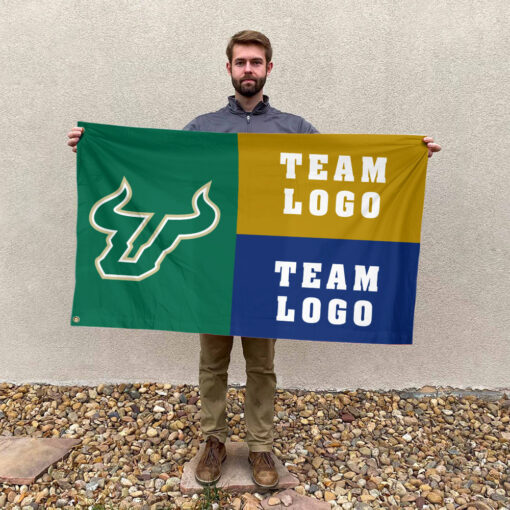 Bulls vs Custom Team House Divided Flag, NCAA Two Team Flag Bulls vs Custom Team House Divided Flag, NCAA Two Team Flag