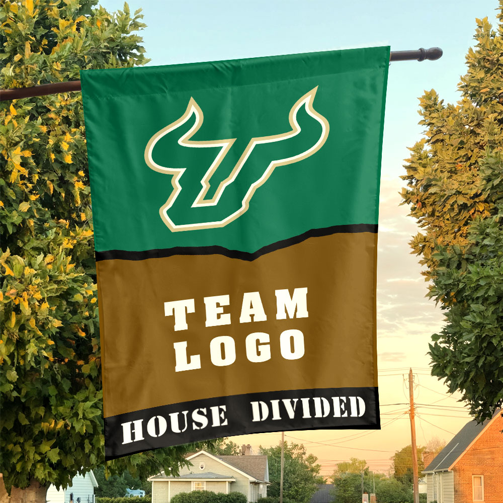 Bulls vs Custom Team House Divided Flag, Personalized House Flag Bulls vs Custom Team House Divided Flag, Personalized House Flag