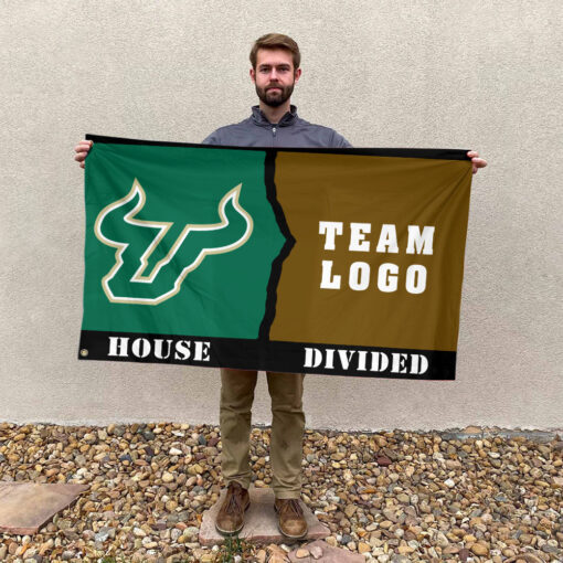 Bulls vs Custom Team House Divided Flag, Personalized House Flag Bulls vs Custom Team House Divided Flag, Personalized House Flag