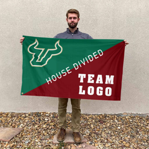 Bulls vs Custom Team House Divided Flag, Personalized Split Flag Bulls vs Custom Team House Divided Flag, Personalized Split Flag