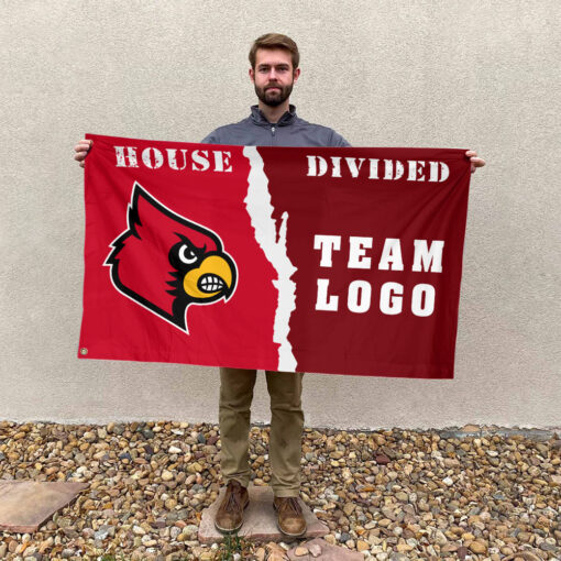 Cardinals vs Custom Team House Divided Flag, NCAA House Flag