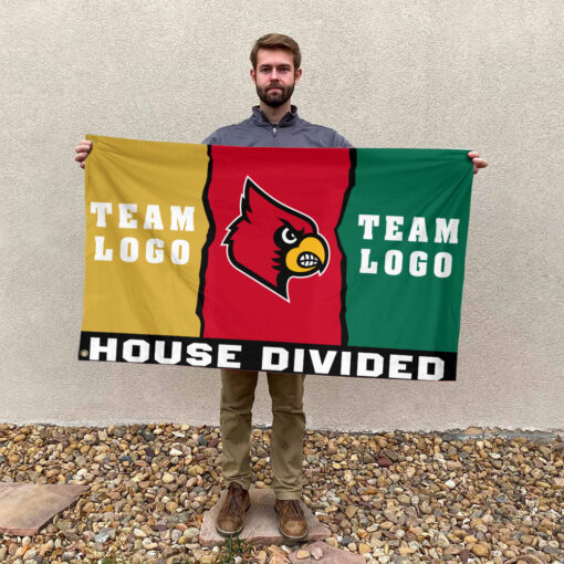 Cardinals vs Custom Team House Divided Flag, NCAA Two Team Flag