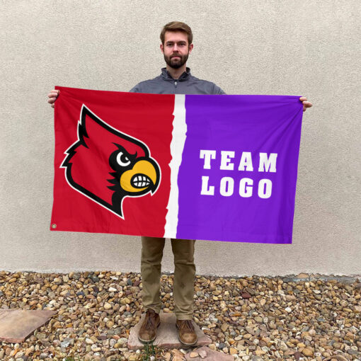 Cardinals vs Custom Team House Divided Flag, Personalized NCAA Flag