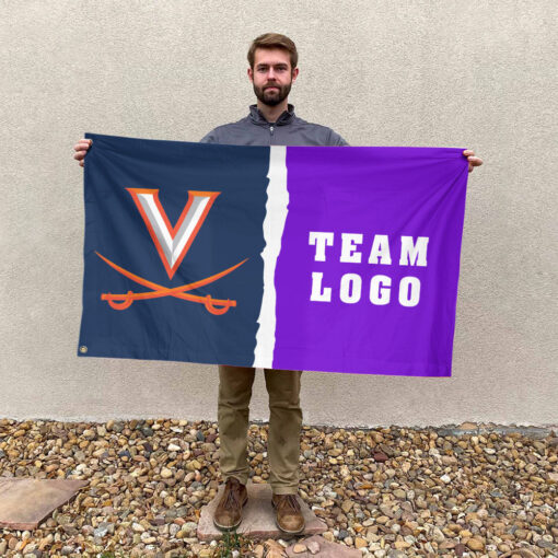 Cavaliers vs Custom Team House Divided Flag, Personalized NCAA Flag