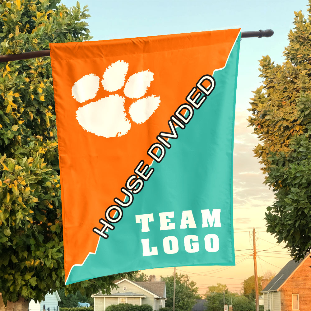 Clemson Tigers vs Custom Team House Divided Flag, College Custom Flag Clemson Tigers vs Custom Team House Divided Flag, College Custom Flag