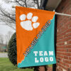 Clemson Tigers vs Custom Team House Divided Flag, College Custom Flag 1 Clemson Tigers vs Custom Team House Divided Flag, College Custom Flag