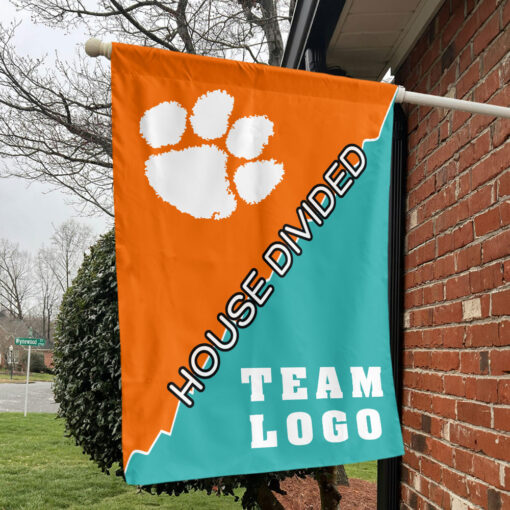 Clemson Tigers vs Custom Team House Divided Flag, College Custom Flag Clemson Tigers vs Custom Team House Divided Flag, College Custom Flag