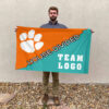 Clemson Tigers vs Custom Team House Divided Flag, College Custom Flag 2 Clemson Tigers vs Custom Team House Divided Flag, College Custom Flag