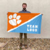 Clemson Tigers vs Custom Team House Divided Flag, Custom College Flag 2 Clemson Tigers vs Custom Team House Divided Flag, Custom College Flag