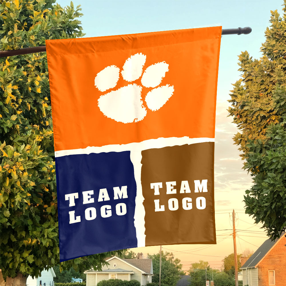 Clemson Tigers vs Custom Team House Divided Flag, Custom Game Day Flag Clemson Tigers vs Custom Team House Divided Flag, Custom Game Day Flag