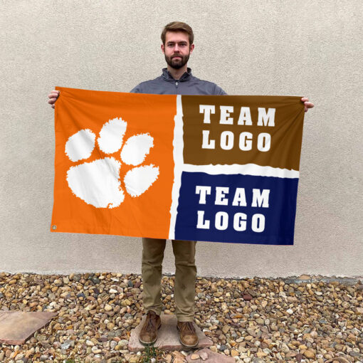 Clemson Tigers vs Custom Team House Divided Flag, Custom Game Day Flag Clemson Tigers vs Custom Team House Divided Flag, Custom Game Day Flag