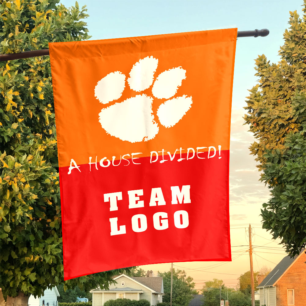 Clemson Tigers vs Custom Team House Divided Flag, Custom House Flag Clemson Tigers vs Custom Team House Divided Flag, Custom House Flag