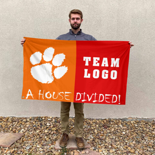 Clemson Tigers vs Custom Team House Divided Flag, Custom House Flag Clemson Tigers vs Custom Team House Divided Flag, Custom House Flag