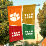Clemson Tigers vs Custom Team House Divided Flag, Custom NCAA Split Team Flag