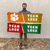 Clemson Tigers vs Custom Team House Divided Flag, Custom NCAA Split Team Flag 2 Clemson Tigers vs Custom Team House Divided Flag, Custom NCAA Split Team Flag