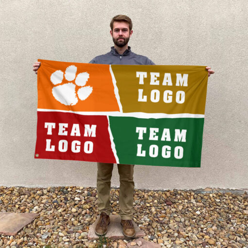 Clemson Tigers vs Custom Team House Divided Flag, Custom NCAA Split Team Flag Clemson Tigers vs Custom Team House Divided Flag, Custom NCAA Split Team Flag