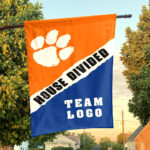 Clemson Tigers vs Custom Team House Divided Flag, Custom Rivalry Flag