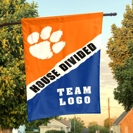 Clemson Tigers vs Custom Team House Divided Flag, Custom Rivalry Flag
