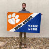 Clemson Tigers vs Custom Team House Divided Flag, Custom Rivalry Flag 2 Clemson Tigers vs Custom Team House Divided Flag, Custom Rivalry Flag