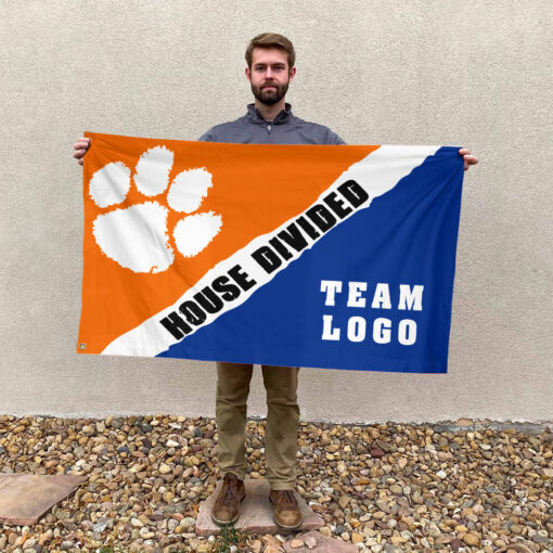 Clemson Tigers vs Custom Team House Divided Flag, Custom Rivalry Flag Clemson Tigers vs Custom Team House Divided Flag, Custom Rivalry Flag