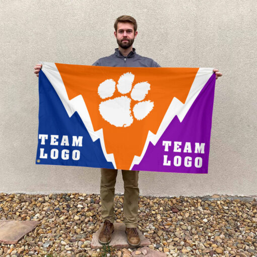 Clemson Tigers vs Custom Team House Divided Flag, Custom Spirit Flag Clemson Tigers vs Custom Team House Divided Flag, Custom Spirit Flag