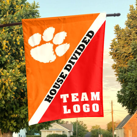 Clemson Tigers vs Custom Team House Divided Flag, Custom Split Flag