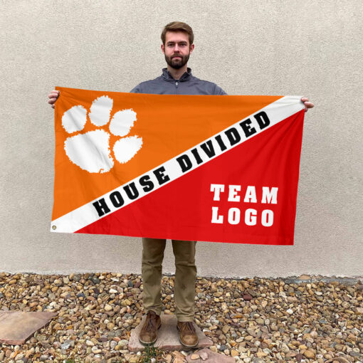 Clemson Tigers vs Custom Team House Divided Flag, Custom Split Flag Clemson Tigers vs Custom Team House Divided Flag, Custom Split Flag