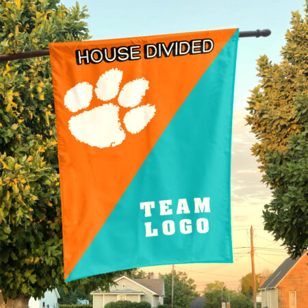 Clemson Tigers vs Custom Team House Divided Flag, Custom Team Flag