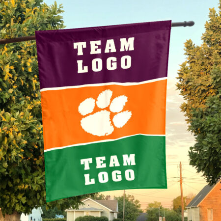 Clemson Tigers vs Custom Team House Divided Flag, Custom Two Team Flag