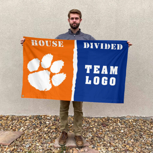 Clemson Tigers vs Custom Team House Divided Flag, NCAA College Flag Clemson Tigers vs Custom Team House Divided Flag, NCAA College Flag