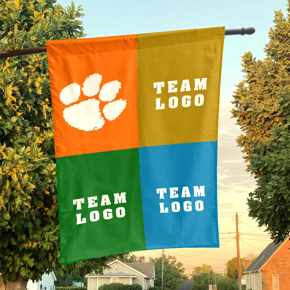 Clemson Tigers vs Custom Team House Divided Flag, NCAA College Rivalry Flag Clemson Tigers vs Custom Team House Divided Flag, NCAA College Rivalry Flag