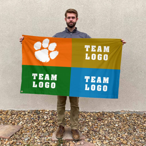 Clemson Tigers vs Custom Team House Divided Flag, NCAA College Rivalry Flag Clemson Tigers vs Custom Team House Divided Flag, NCAA College Rivalry Flag