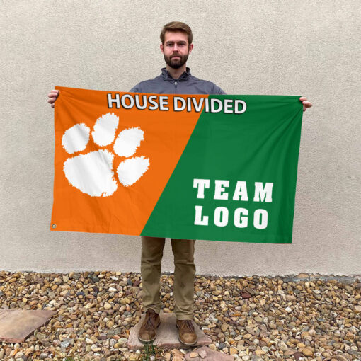 Clemson Tigers vs Custom Team House Divided Flag, NCAA Custom Flag Clemson Tigers vs Custom Team House Divided Flag, NCAA Custom Flag