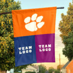Clemson Tigers vs Custom Team House Divided Flag, NCAA Game Day Flag