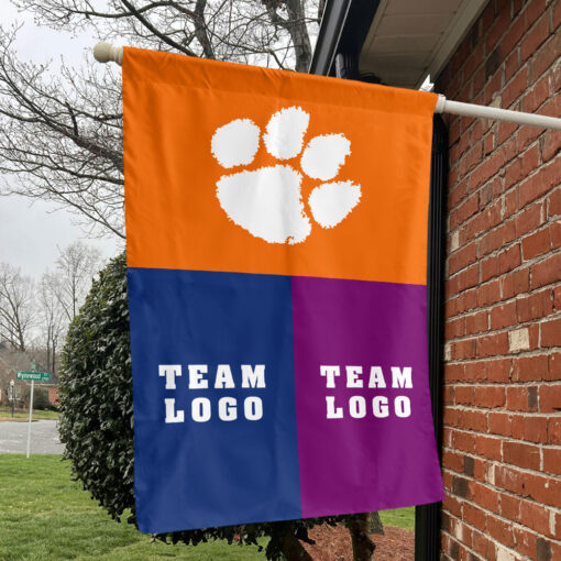 Clemson Tigers vs Custom Team House Divided Flag, NCAA Game Day Flag Clemson Tigers vs Custom Team House Divided Flag, NCAA Game Day Flag